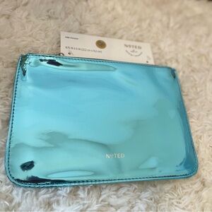 Noted by Post-it Zip Top Metallic Pen Pouch Aqua Blue